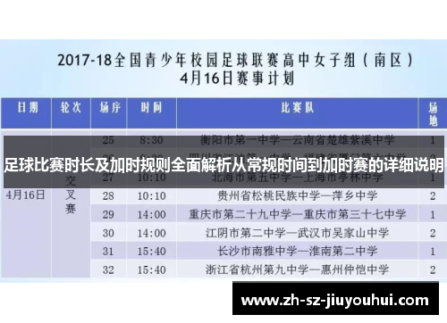 足球比赛时长及加时规则全面解析从常规时间到加时赛的详细说明